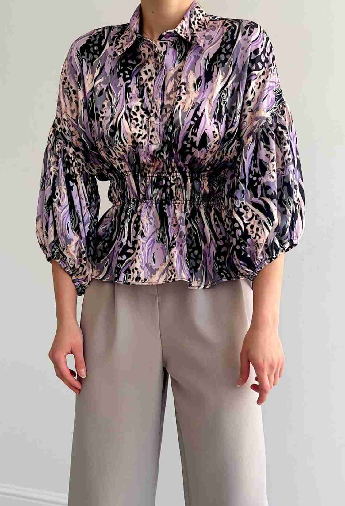 Elastic Waist Satin Shirt - Brand: Reyon - Women & Kids, Baby Clothes Wholesale - TheBS Women