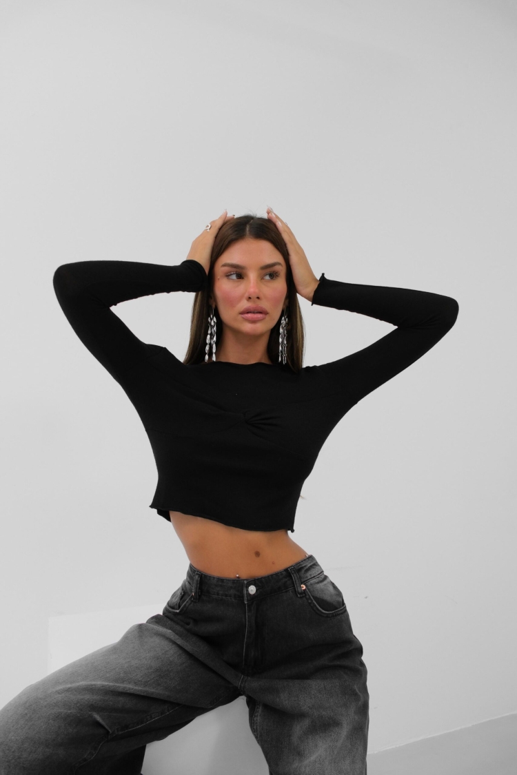 Chest Knot Detail Blouse - Brand: Black Fashion - Women & Kids, Baby Clothes Wholesale - TheBS Women