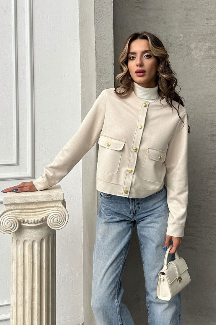 Suede Jacket With Pocket Details - Brand: Topshow - Women & Kids, Baby Clothes Wholesale - TheBS Women