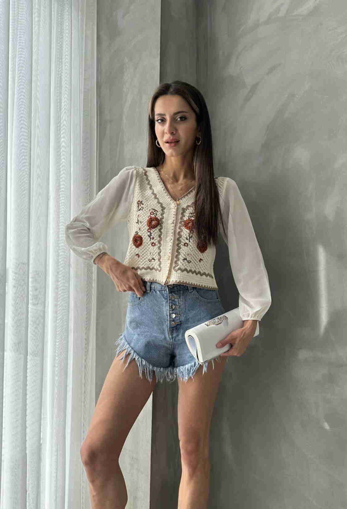 Buttoned Short Cardigan- Stone - Brand: Topshow - Women & Kids, Baby Clothes Wholesale - TheBS Women