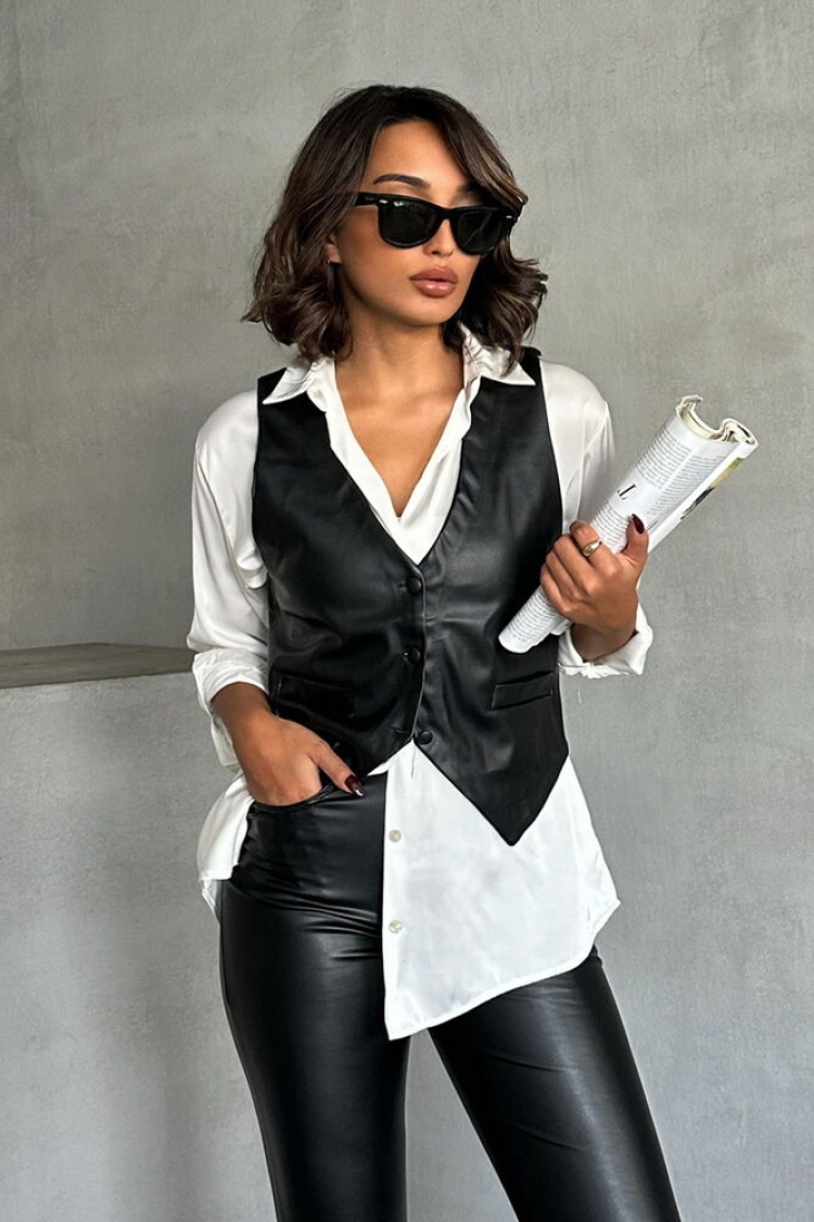 Buttoned Leather Vest - Brand: Topshow - Women & Kids, Baby Clothes Wholesale - TheBS Women