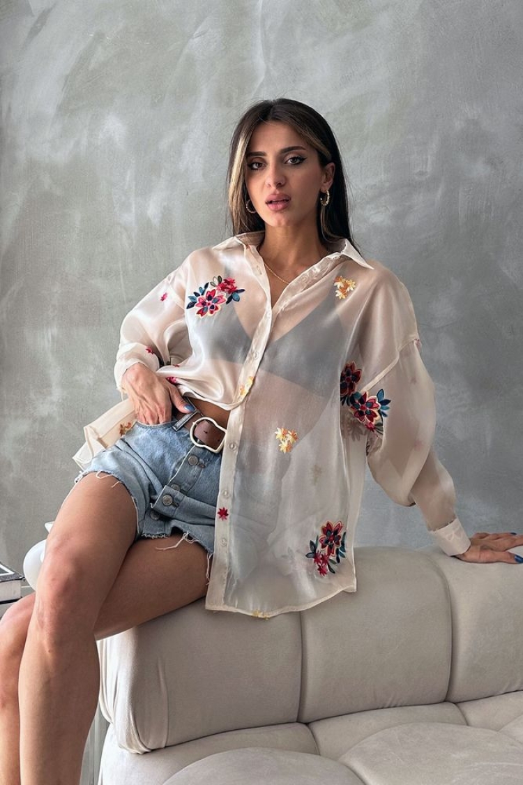 Taş F 1690 Embroidered Organza Shirt - Brand: Topshow - Women & Kids, Baby Clothes Wholesale - TheBS Women