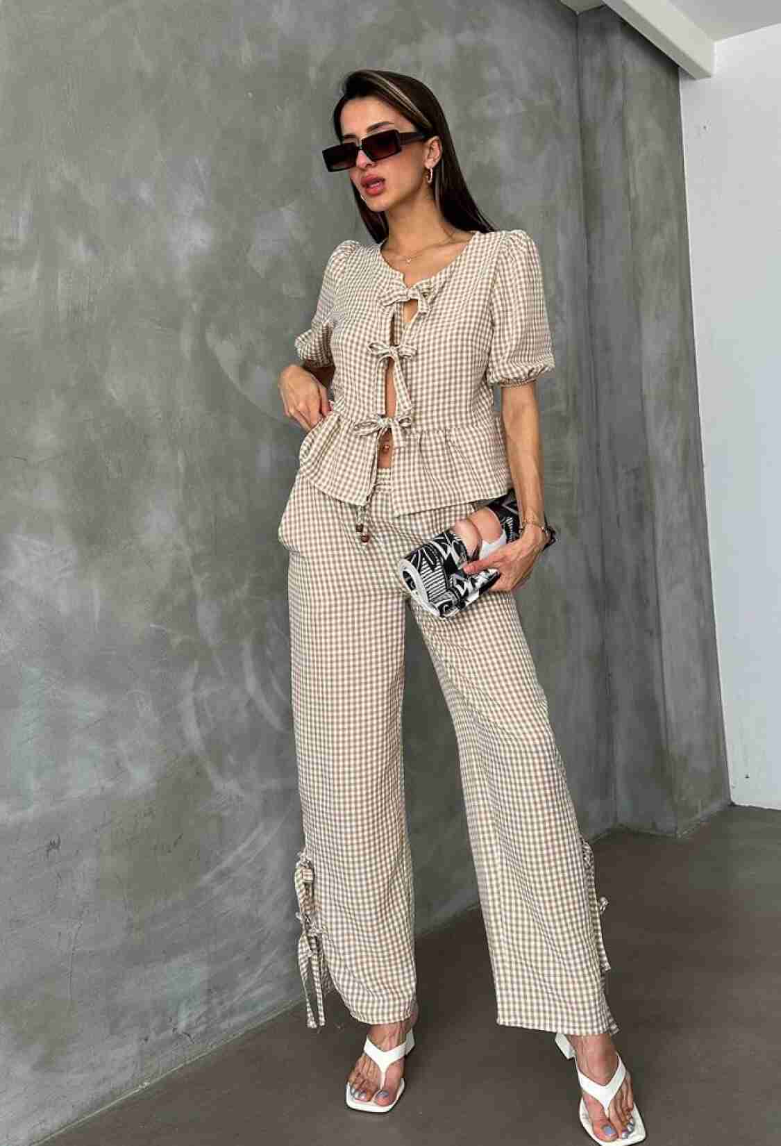 Gingham Trousers - Brand: Topshow - Women & Kids, Baby Clothes Wholesale - TheBS Women