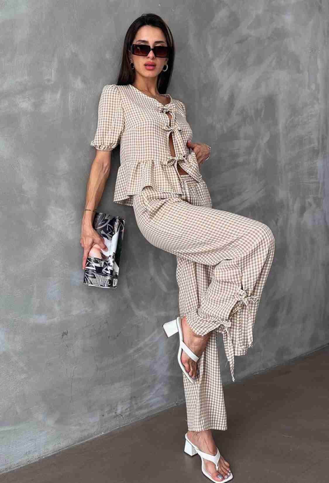 Gingham Trousers - Brand: Topshow - Women & Kids, Baby Clothes Wholesale - TheBS Women