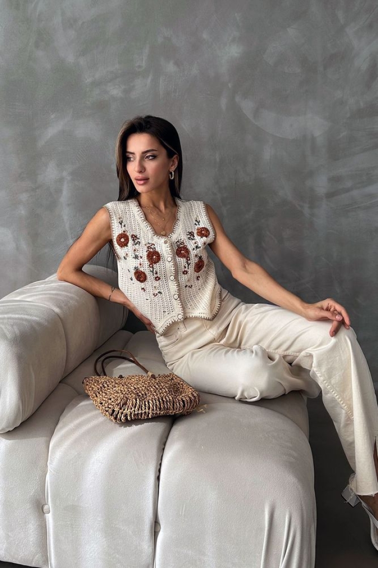 Embroidered Vest - Stone & Tile - Brand: Topshow - Women & Kids, Baby Clothes Wholesale - TheBS Women