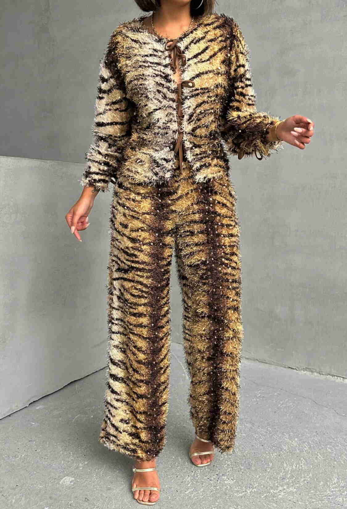 Zebra Tiger Patterned Trousers - Brown - Brand: Topshow - Women & Kids, Baby Clothes Wholesale - TheBS Women