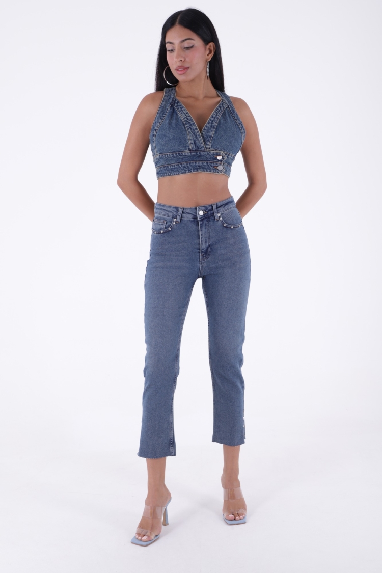 Side Slit Flare Leg Mom Jeans - Brand: XLove - Women & Kids, Baby Clothes Wholesale - TheBS Women