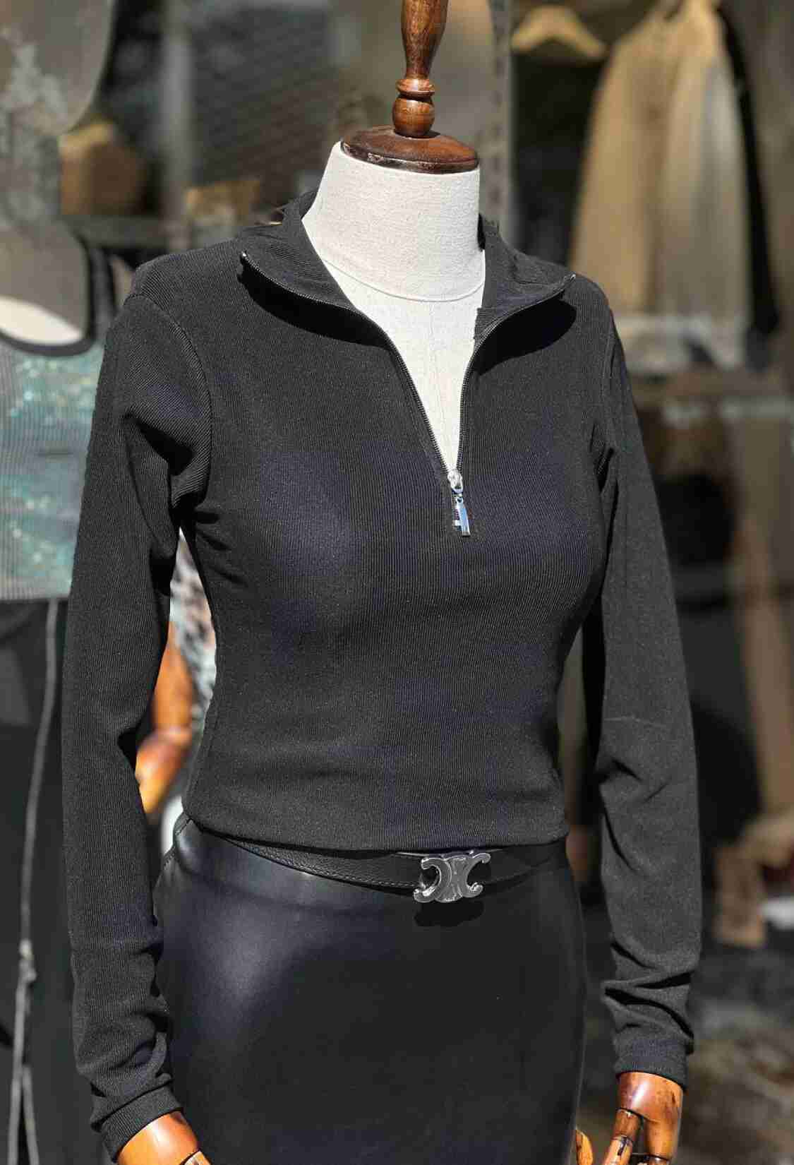 Ottoman Fabric Zippered Half Turtleneck Long Sleeve Blouse - Brand: Fiori - Women & Kids, Baby Clothes Wholesale - TheBS Women