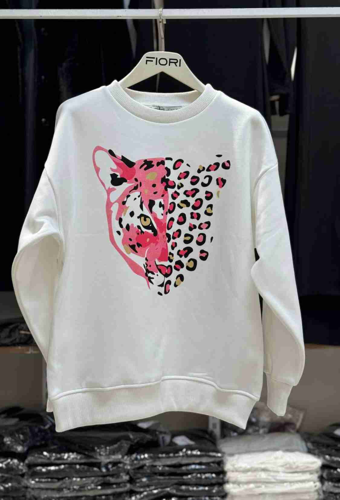 Tiger Printed Crew Neck 3 Thread Raised Sweatshirt - Brand: Fiori - Women & Kids, Baby Clothes Wholesale - TheBS Women