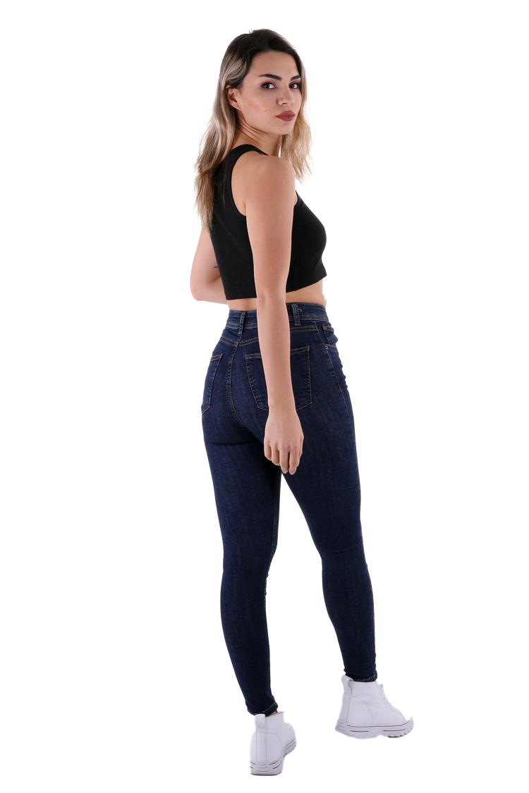 High Waist Ankle Length Skinny Jeans - Blue - Brand: XLove - Women & Kids, Baby Clothes Wholesale - TheBS Women