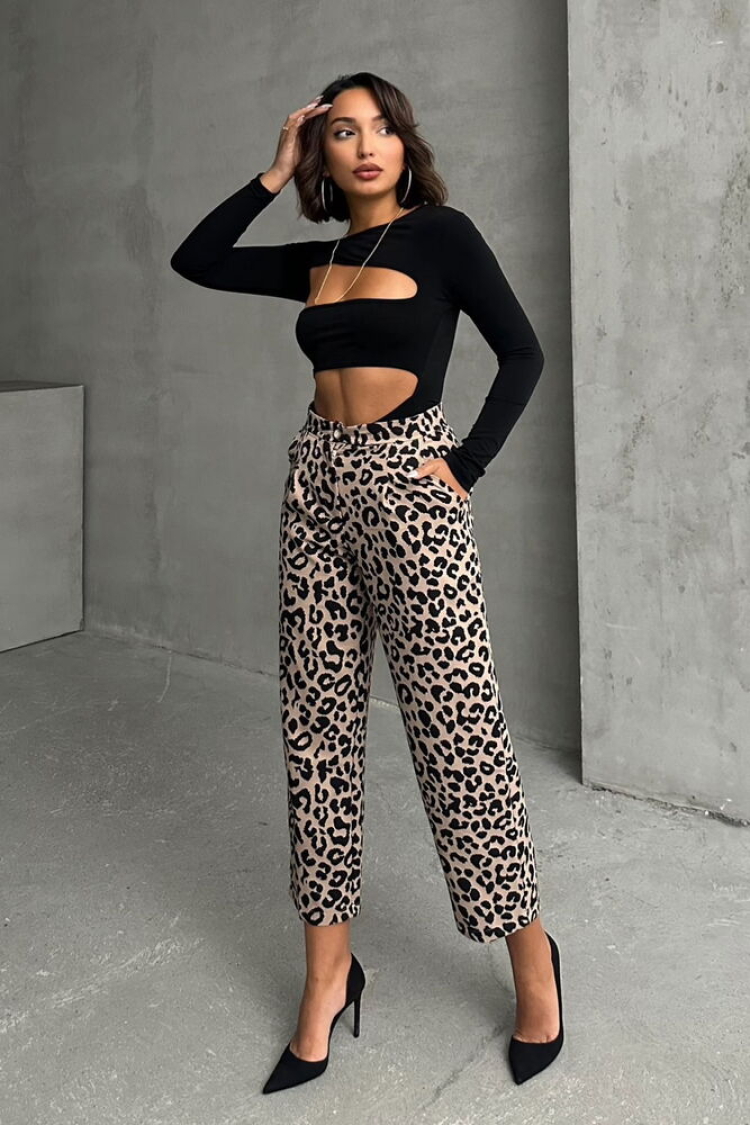 StoneF1788 Leopard Patterned Trousers - Brand: Topshow - Women & Kids, Baby Clothes Wholesale - TheBS Women