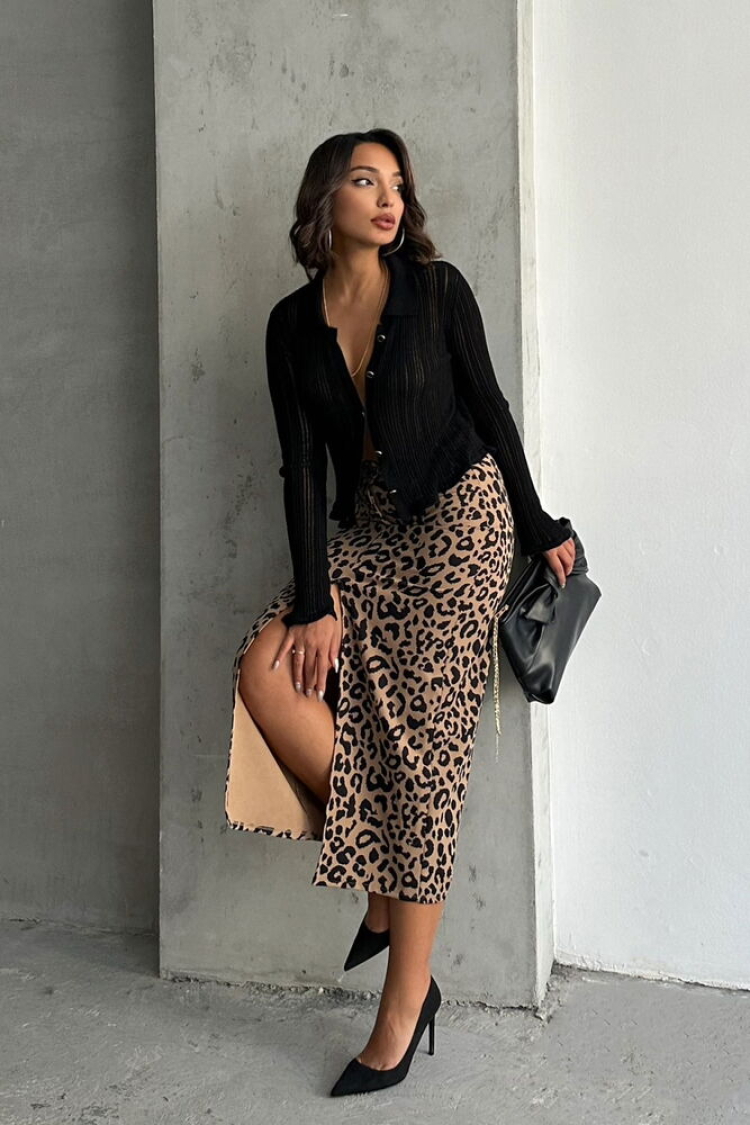 Black Leopard Print Skirt - Brand: Topshow - Women & Kids, Baby Clothes Wholesale - TheBS Women
