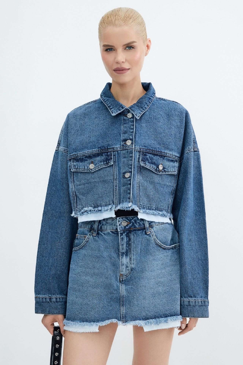 Denim Jacket With Lining Detail - Brand: XLove - Women & Kids, Baby Clothes Wholesale - TheBS Women