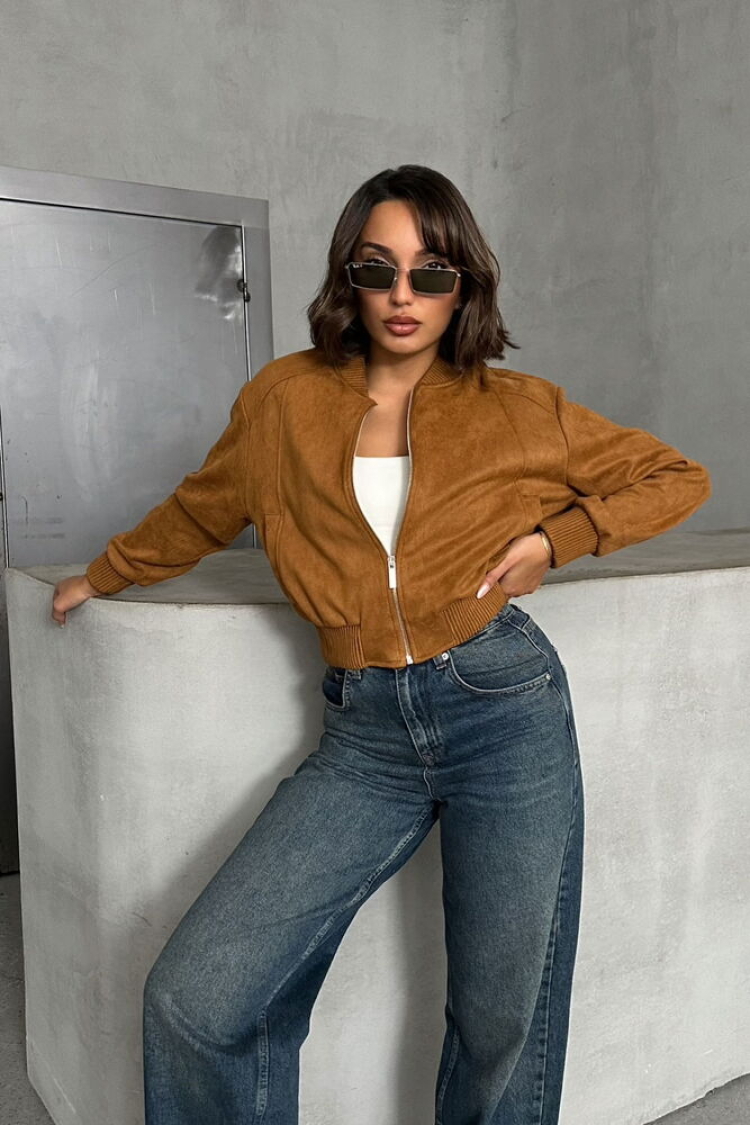 Suede Jacket - Tan - Brand: Topshow - Women & Kids, Baby Clothes Wholesale - TheBS Women