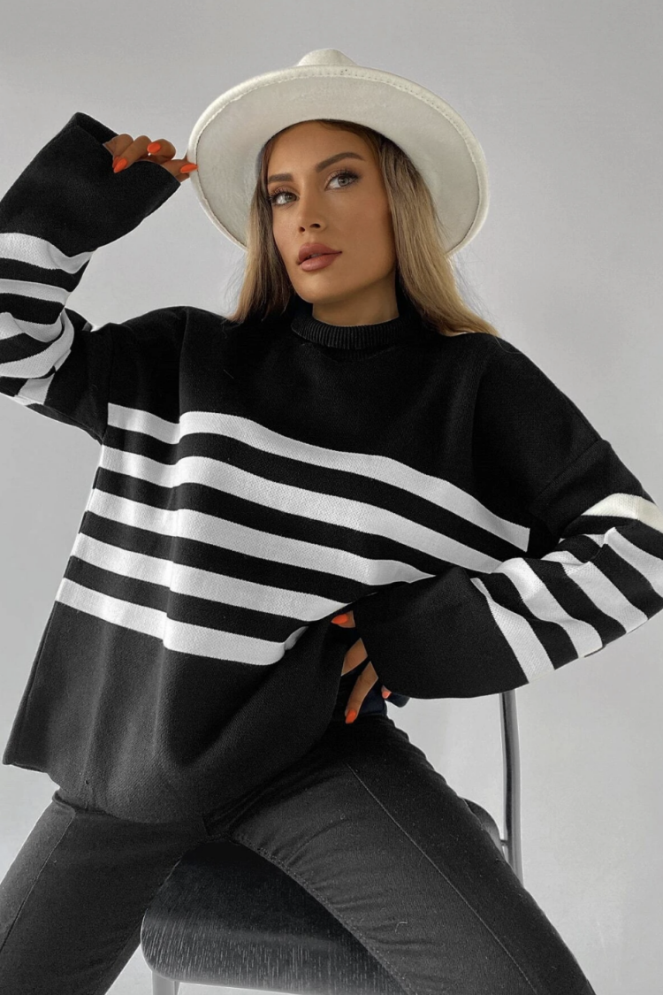 Pique Striped Sweater - Brand: My Fashion - Women & Kids, Baby Clothes Wholesale - TheBS Women