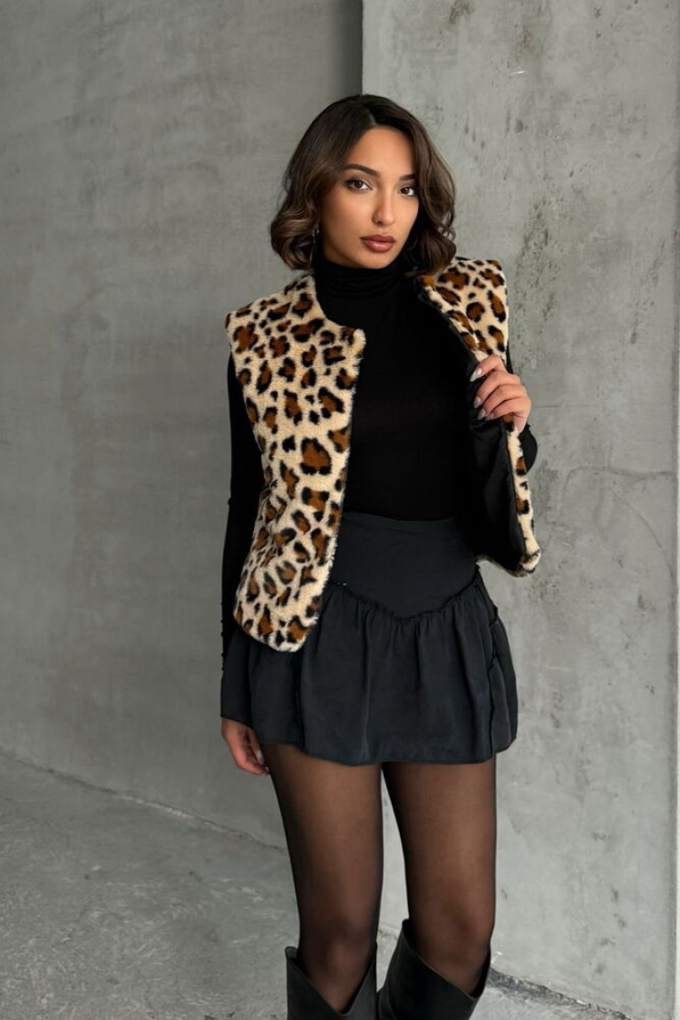 Leopard Leopard Patterned Plush Vest - Brand: Topshow - Women & Kids, Baby Clothes Wholesale - TheBS Women