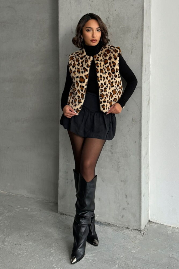 Leopard Leopard Patterned Plush Vest - Brand: Topshow - Women & Kids, Baby Clothes Wholesale - TheBS Women