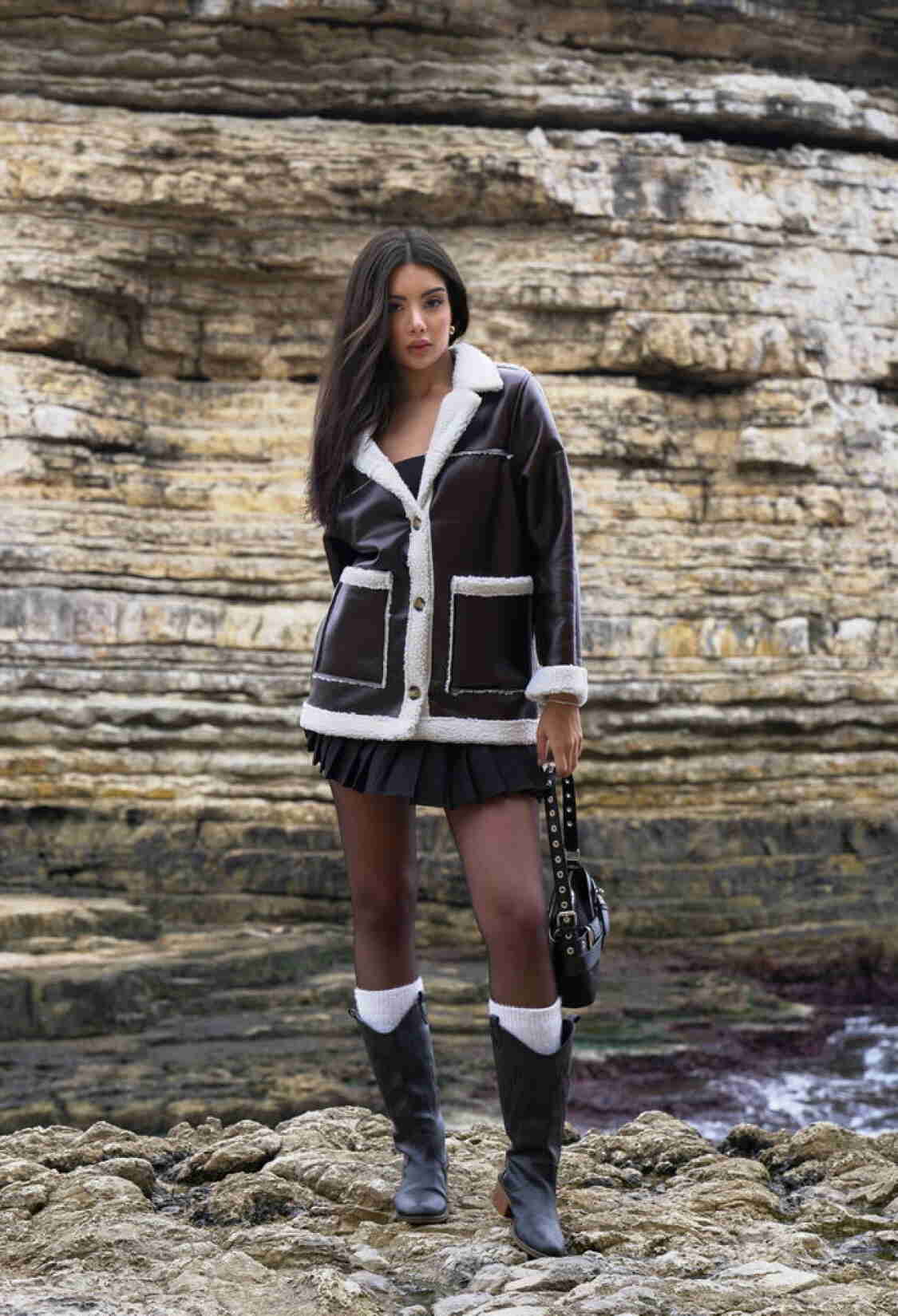 BrownLeather Fur Coat - Brand: Topshow - Women & Kids, Baby Clothes Wholesale - TheBS Women
