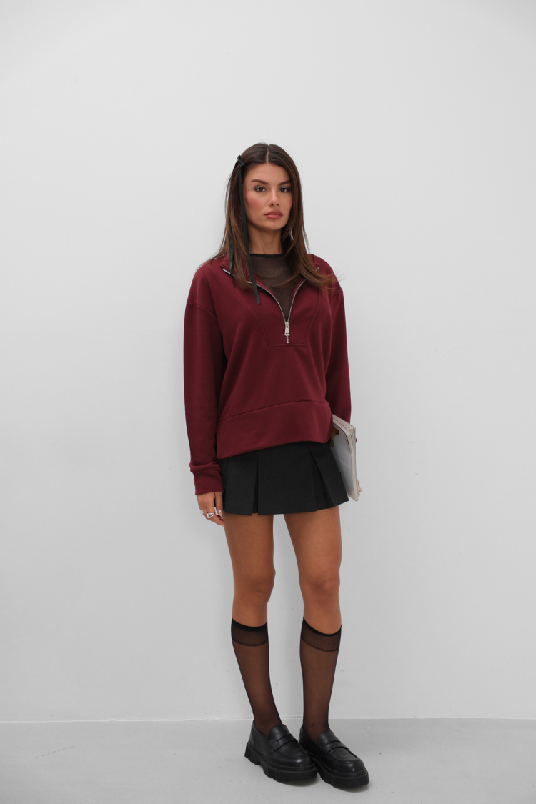 Zipper And Stitch Detailed Sweatshirt - Brand: Black Fashion - Women & Kids, Baby Clothes Wholesale - TheBS Women