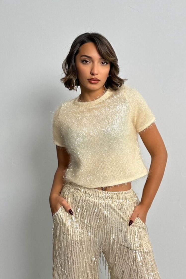 F1832 Glittery Fringed Blouse - Brand: Topshow - Women & Kids, Baby Clothes Wholesale - TheBS Women