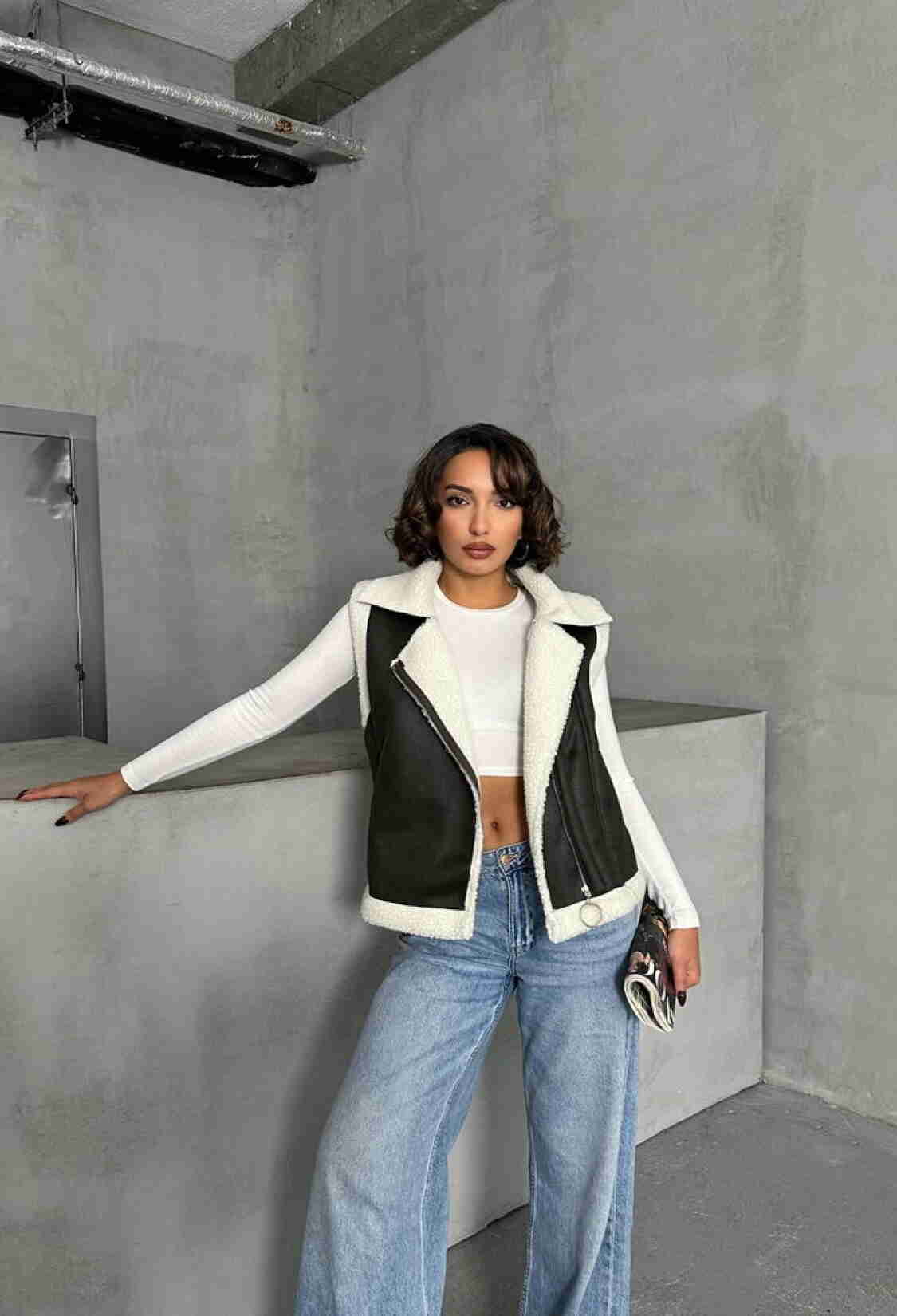 DarkSuede Collar Furry Wholesale Vest - Brand: Topshow - Women & Kids, Baby Clothes Wholesale - TheBS Women