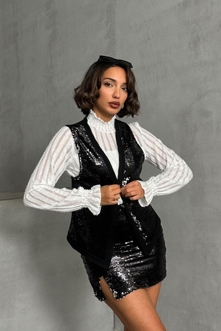 BlackSequined Wholesale Vest - Brand: Topshow - Women & Kids, Baby Clothes Wholesale - TheBS Women