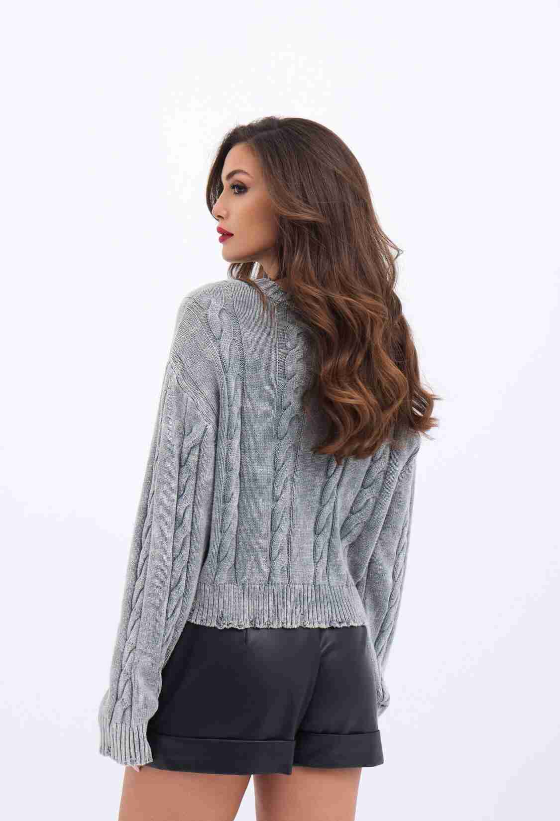 Knitwear Hair Knit Sweater - Gray - Brand: Fame - Women & Kids, Baby Clothes Wholesale - TheBS Women