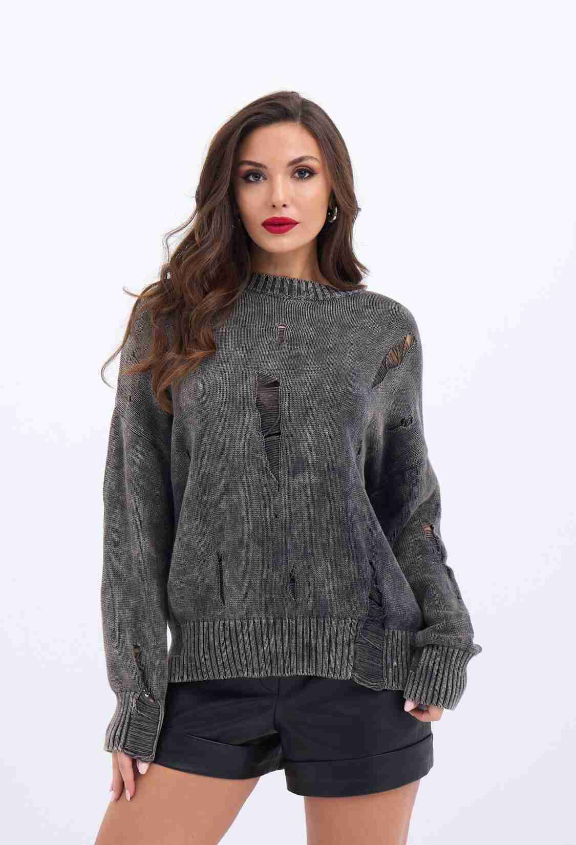 Knitwear Ripped Casual Sweater - Brand: Fame - Women & Kids, Baby Clothes Wholesale - TheBS Women