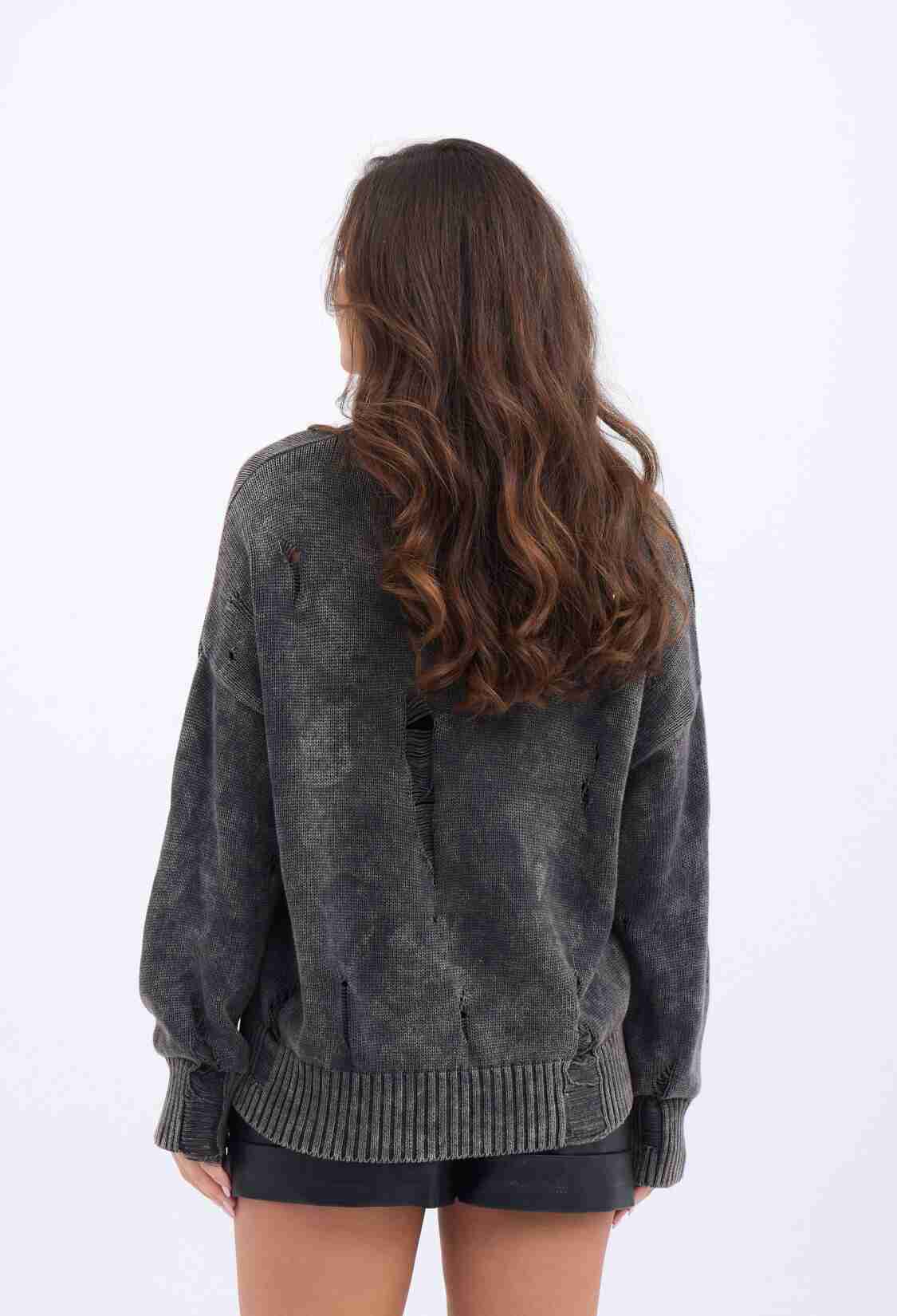 Knitwear Ripped Casual Sweater - Brand: Fame - Women & Kids, Baby Clothes Wholesale - TheBS Women
