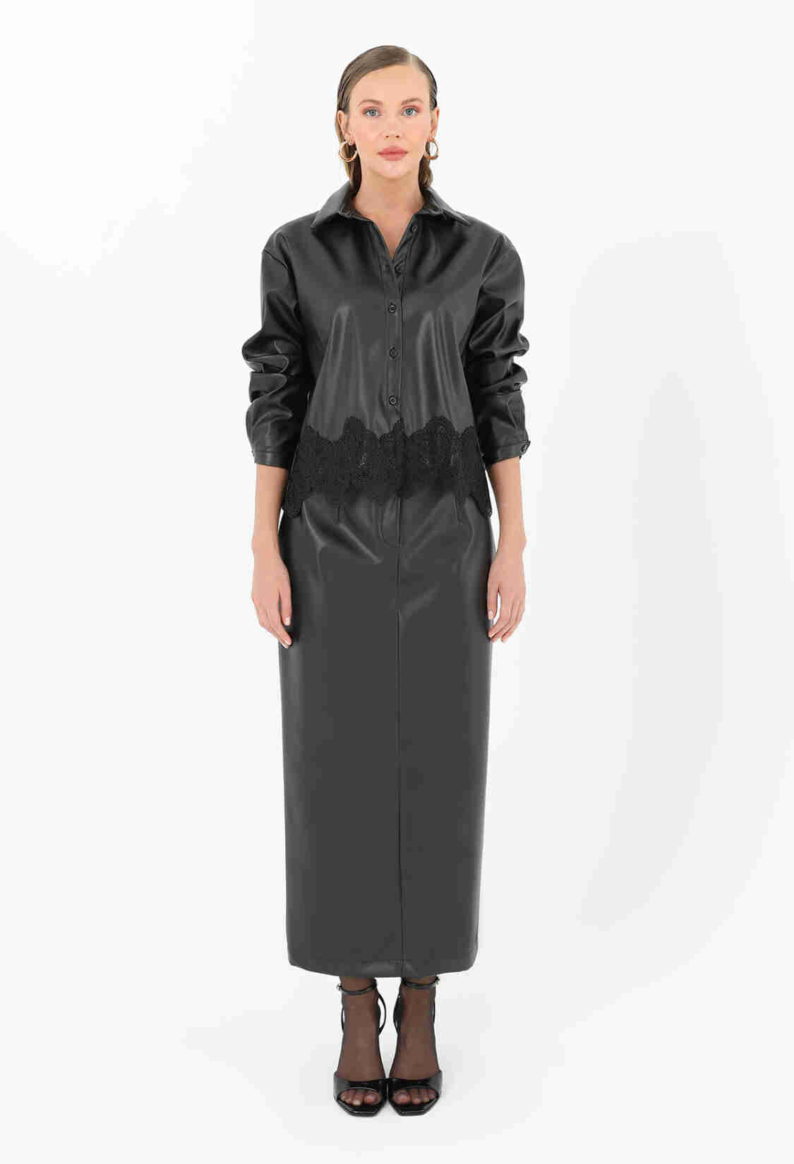 Women's Lace Hem Leather Shirt - Brand: SOUL - Women & Kids, Baby Clothes Wholesale - TheBS Women