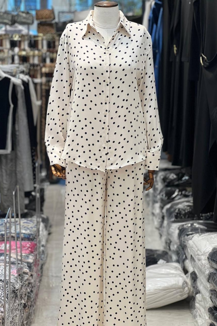 Polka Dot Patterned Satin Shirt - Brand: Fiori - Women & Kids, Baby Clothes Wholesale - TheBS Women