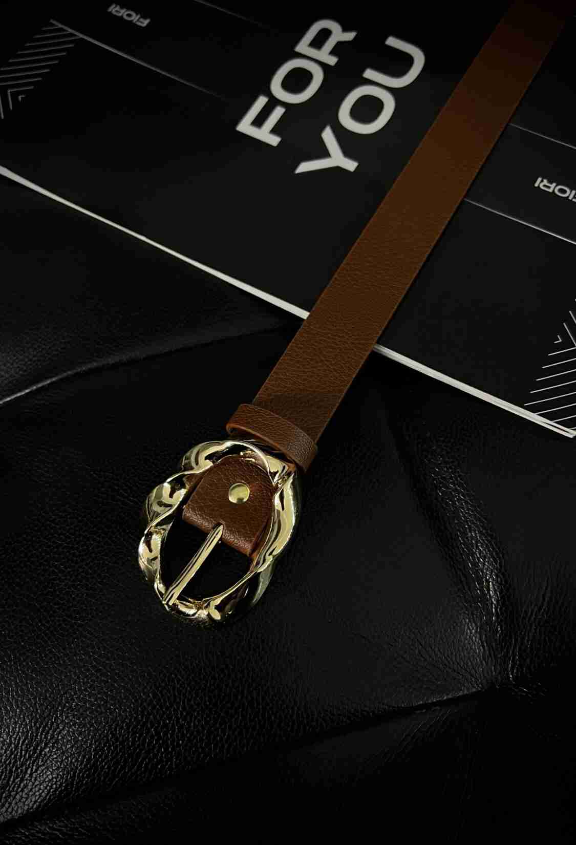 Asymmetrical Burgu Gold Buckle Women's Belt - Brand: Fiori - Women & Kids, Baby Clothes Wholesale - TheBS Women