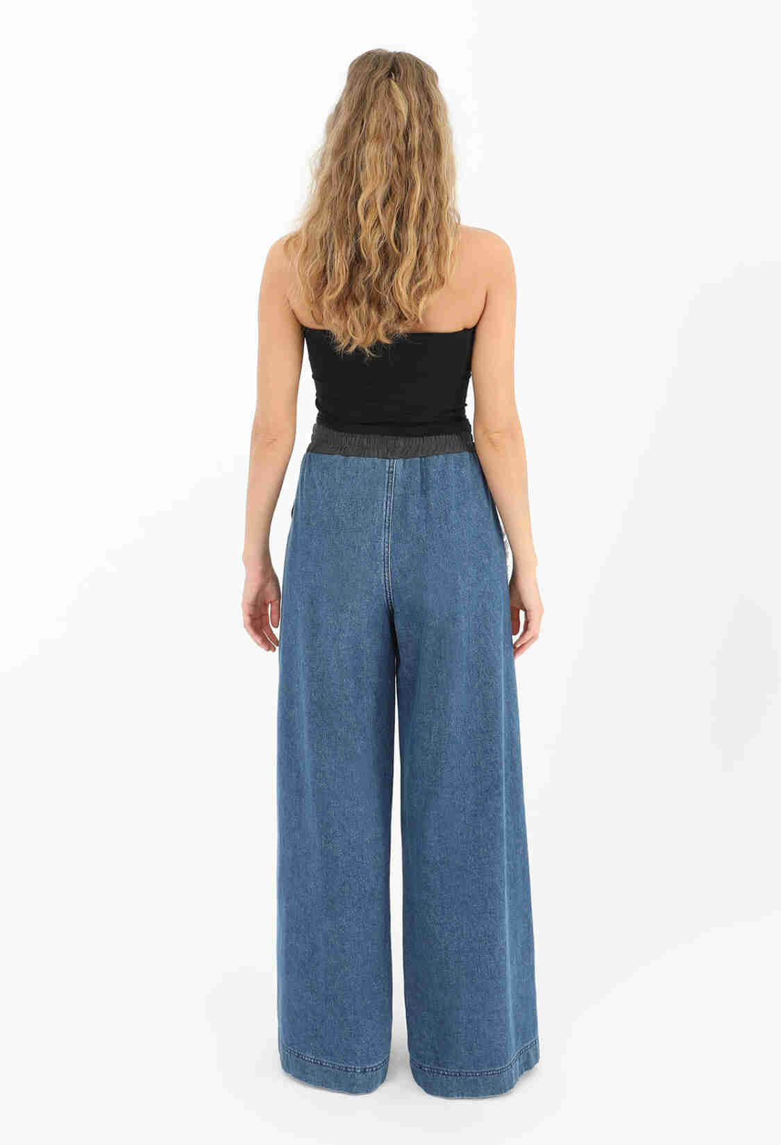 Wide Leg Trousers With Denim Side Detail -& Blue - Brand: SOUL - Women & Kids, Baby Clothes Wholesale - TheBS Women