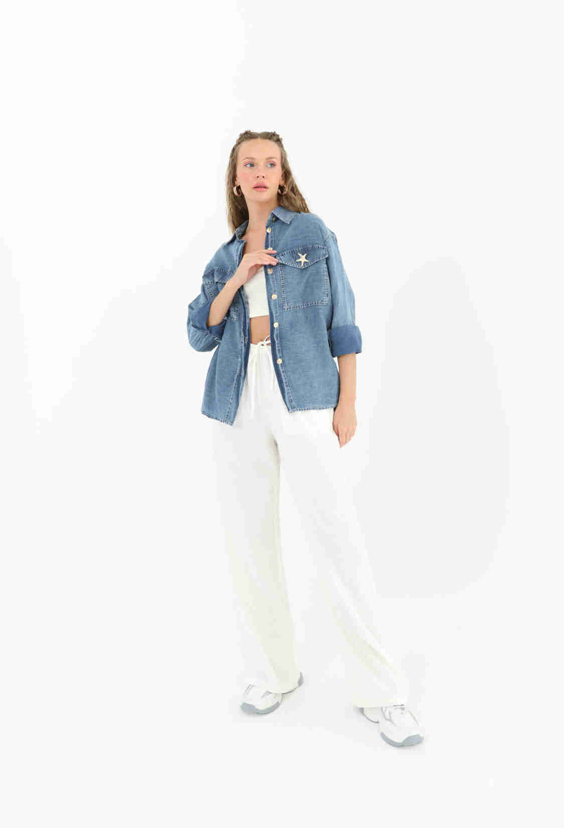 Pocket Accessory Denim Shirt - Brand: SOUL - Women & Kids, Baby Clothes Wholesale - TheBS Women