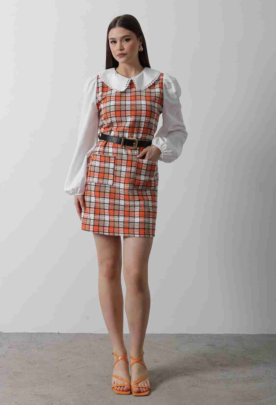 Plaid Shirt Detail Dress - Brand: Reyon - Women & Kids, Baby Clothes Wholesale - TheBS Women