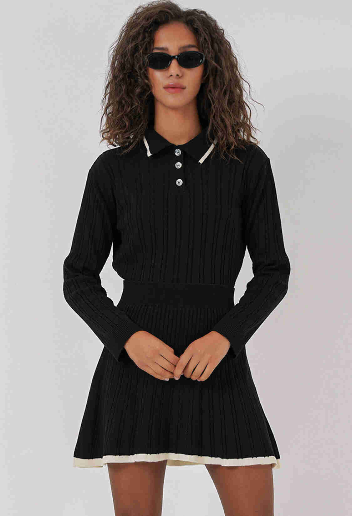 Women's Polo Neck Sweater Skirt Knitwear Two Piece Set - Brand: Bigdart - Women & Kids, Baby Clothes Wholesale - TheBS Women