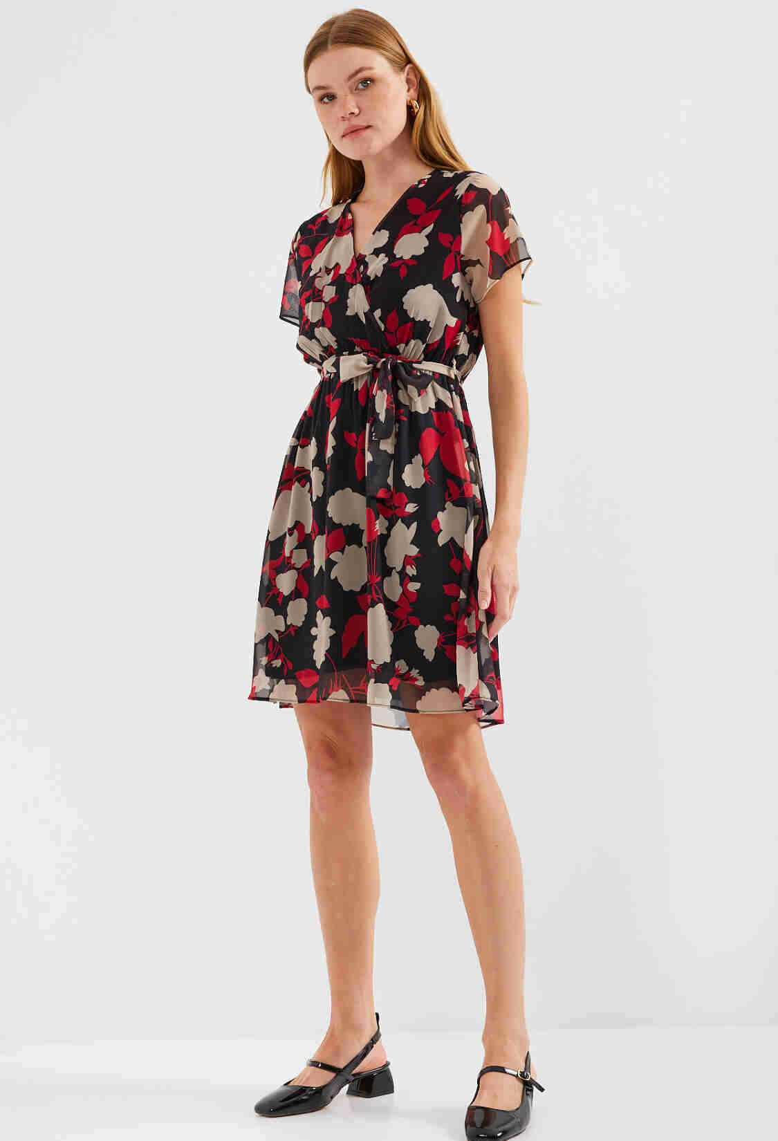 Short Sleeve Patterned Chiffon Dress - Brand: Bigdart - Women & Kids, Baby Clothes Wholesale - TheBS Women