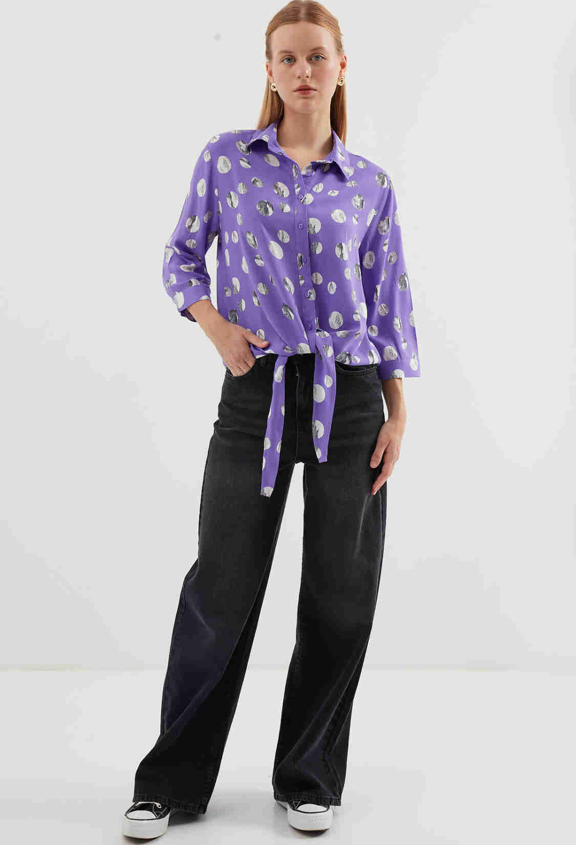 Tie Front Patterned Shirt - Brand: Bigdart - Women & Kids, Baby Clothes Wholesale - TheBS Women