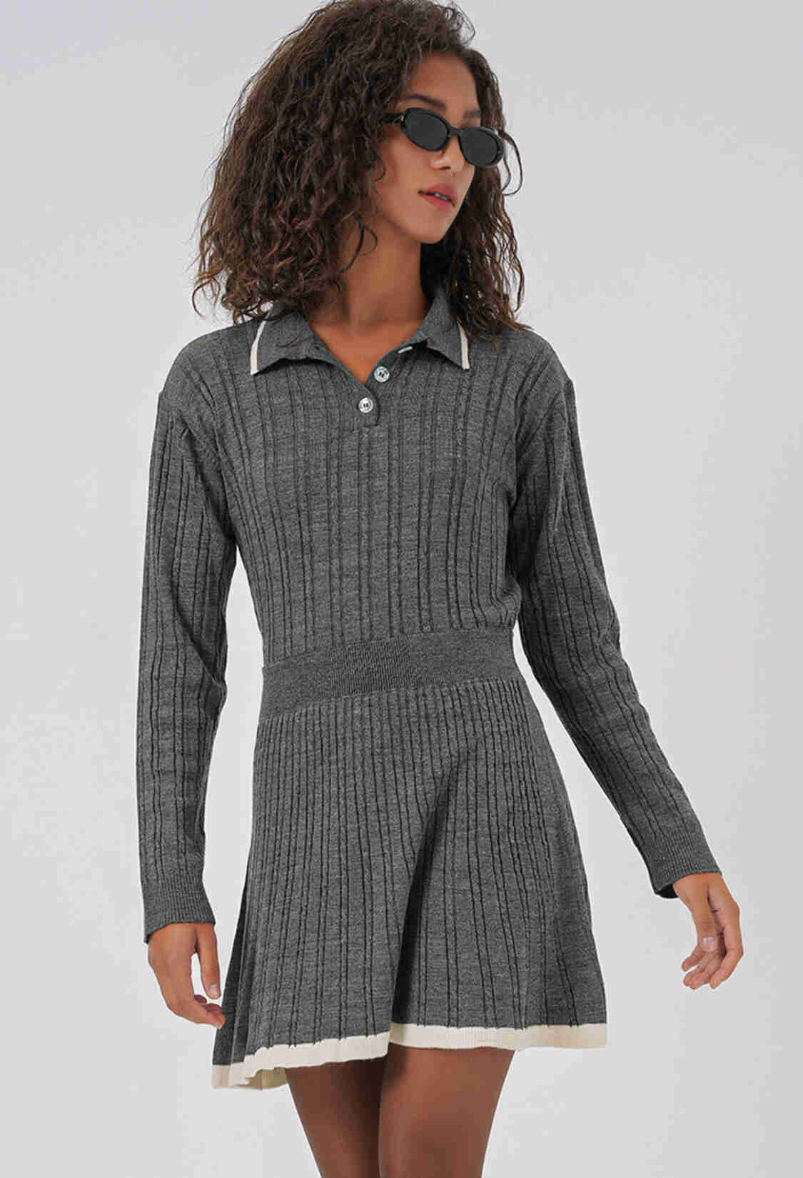 Women's Polo Neck Sweater Skirt Knitwear Two Piece Set - Brand: Bigdart - Women & Kids, Baby Clothes Wholesale - TheBS Women