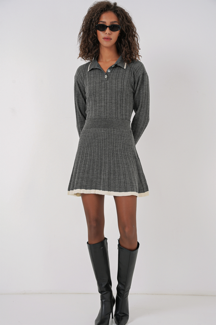 Women's Polo Neck Sweater Skirt Knitwear Two Piece Set - Brand: Bigdart - Women & Kids, Baby Clothes Wholesale - TheBS Women