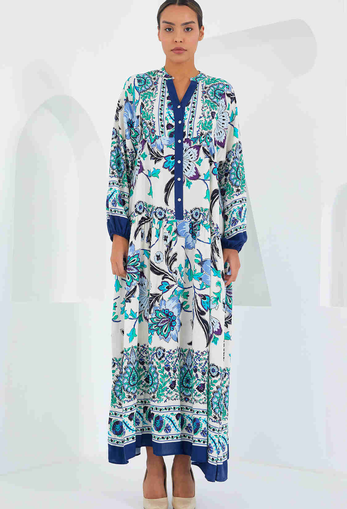 Navy Green Viscose Hijab Dress 2423 - Brand: Bigdart - Women & Kids, Baby Clothes Wholesale - TheBS Women