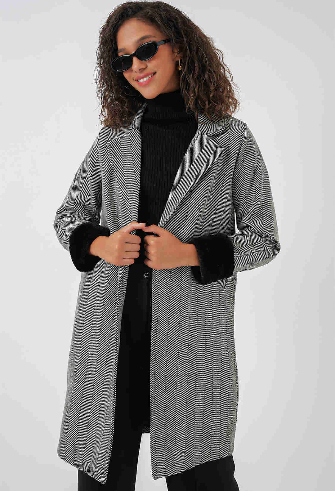 Herringbone Cashmere Coat - D. - Brand: Bigdart - Women & Kids, Baby Clothes Wholesale - TheBS Women