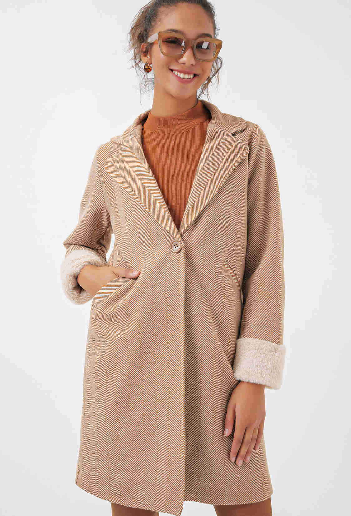 Herringbone Cashmere Coat - Brand: Bigdart - Women & Kids, Baby Clothes Wholesale - TheBS Women