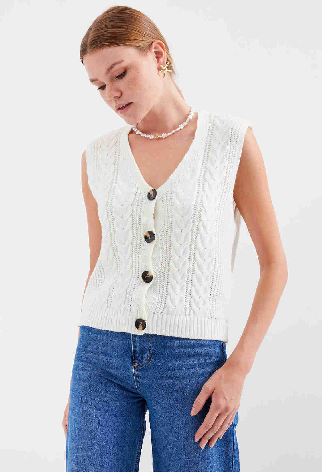 Buttoned Short Knit Vest - Brand: Bigdart - Women & Kids, Baby Clothes Wholesale - TheBS Women