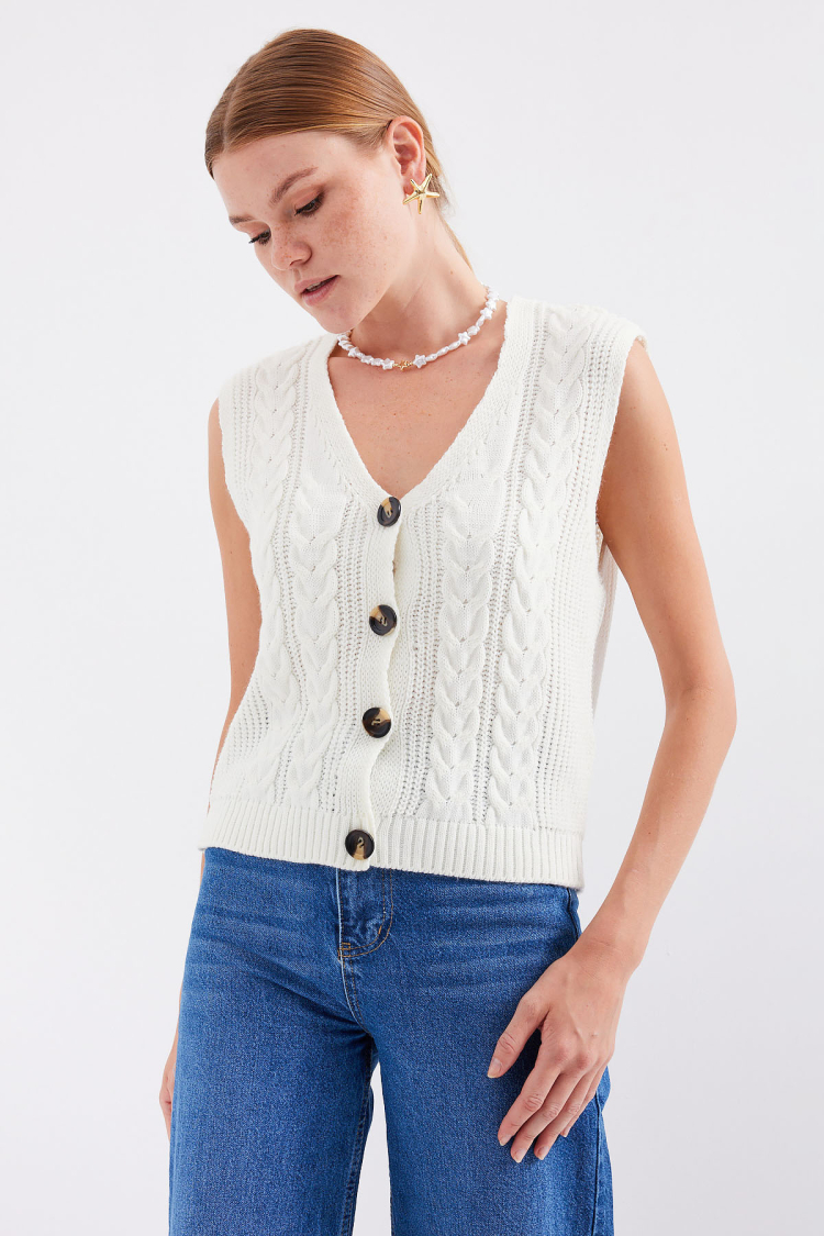 Buttoned Short Knit Vest - Brand: Bigdart - Women & Kids, Baby Clothes Wholesale - TheBS Women
