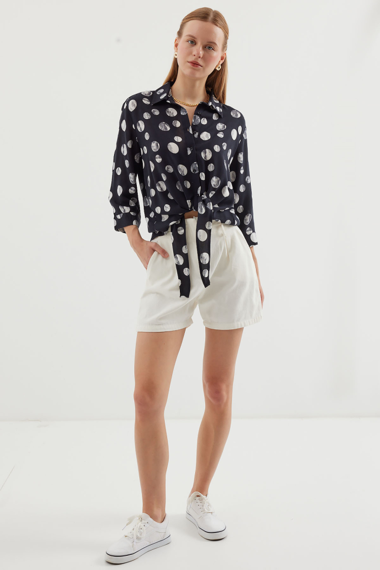 Tie Front Patterned Shirt - Brand: Bigdart - Women & Kids, Baby Clothes Wholesale - TheBS Women