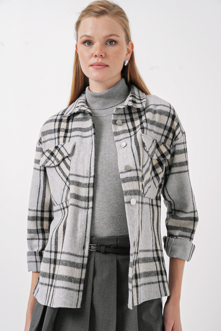Plaid Pattern Double Pocket Shirt - Light - Brand: Bigdart - Women & Kids, Baby Clothes Wholesale - TheBS Women