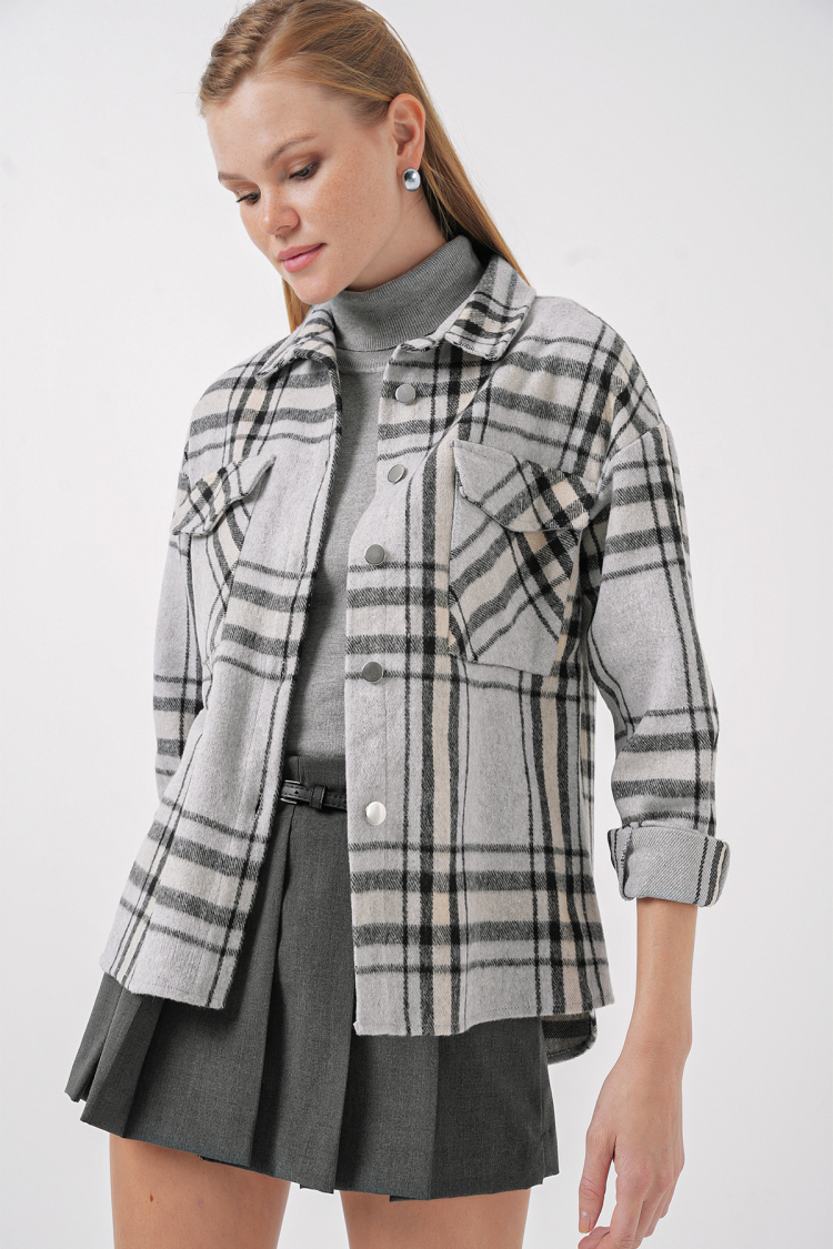 Plaid Pattern Double Pocket Shirt - Light - Brand: Bigdart - Women & Kids, Baby Clothes Wholesale - TheBS Women