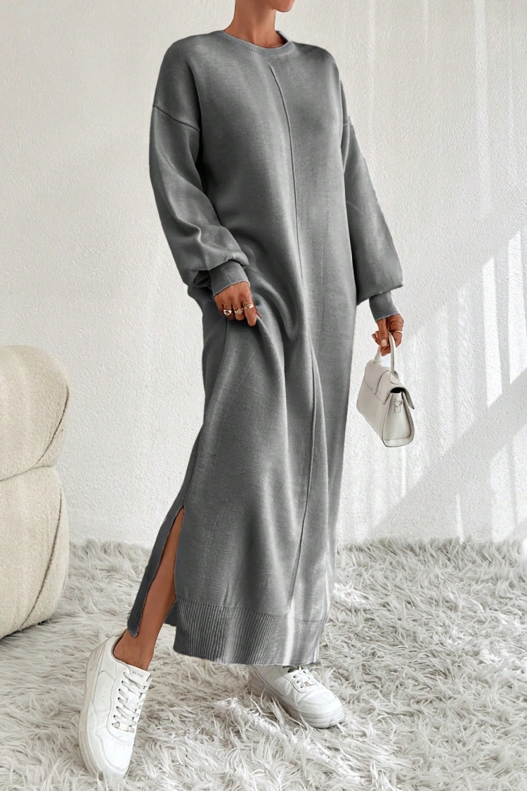 Myf10158 - Knitted Stitched Dress - Gray - Brand: My Fashion - Women & Kids, Baby Clothes Wholesale - TheBS Women