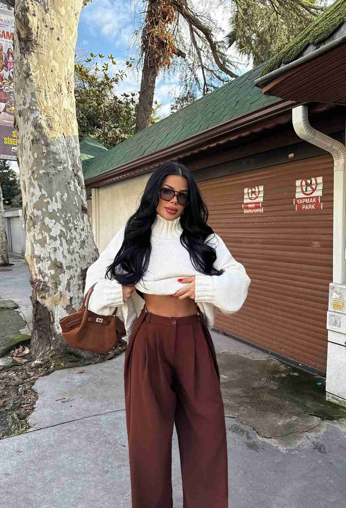 Brown High Waist Trousers - Brand: EYYO ATELIER - Women & Kids, Baby Clothes Wholesale - TheBS Women